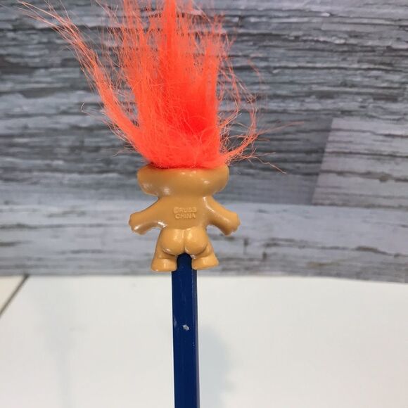 𝅺russ Trolls Vintage Pencils Toppers Orange Hair New Old Stock - Picture 2 of 3
